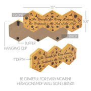 Buzzy Bees Be Grateful for Every Moment Hexagons Wall Sign 5.8x15x1