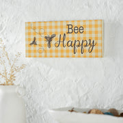 Buzzy Bees Bee Happy Honey Check Wall Sign 7x16x1