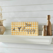 Buzzy Bees Bee Happy Honey Check Wall Sign 7x16x1