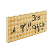 Buzzy Bees Bee Happy Honey Check Wall Sign 7x16x1