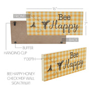 Buzzy Bees Bee Happy Honey Check Wall Sign 7x16x1