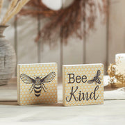 Buzzy Bees Bee Kind Block Sign 5x5x1 Set of 2