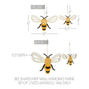Buzzy Bees Bee Shaped Wall Hanging w/ Twine Set of 2 Sizes