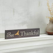 Buzzy Bees Bee Thankful Grey Wall Sign 3x14x0.75