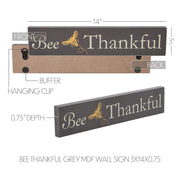 Buzzy Bees Bee Thankful Grey Wall Sign 3x14x0.75