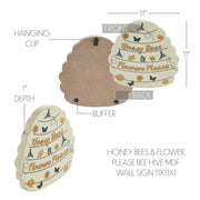 Buzzy Bees Honey Bees & Flower Please Bee Hive Wall Sign 11x11x1