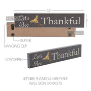 Buzzy Bees Let's Bee Thankful Grey Wall Sign 3x14x0.75
