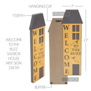 Buzzy Bees Welcome To The Buzz Saltbox House Sign 23x7x1