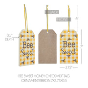 Buzzy Bees Bee Sweet Honey Check Tag Ornament w/ Ribbon 7x3.75x0.5