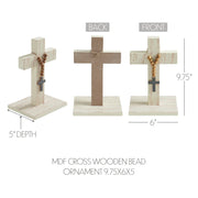 Celebrate Grace Cross w/ Wooden Bead Ornament 9.75x6x5