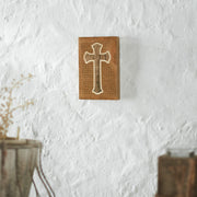 Celebrate Grace Cross On Natural Burlap Wall Sign 6x4x0.75