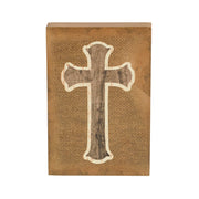 Celebrate Grace Cross On Natural Burlap Wall Sign 6x4x0.75