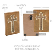 Celebrate Grace Cross On Natural Burlap Wall Sign 6x4x0.75