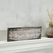 Celebrate Grace For God So Loved The World Distressed Grey Wall Sign 5x15x1