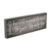 Celebrate Grace For God So Loved The World Distressed Grey Wall Sign 5x15x1