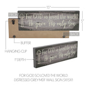 Celebrate Grace For God So Loved The World Distressed Grey Wall Sign 5x15x1