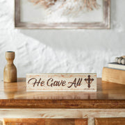 Celebrate Grace He Gave All w/ Crown Of Thorn On Cross Wall Sign 2.75x11x0.75