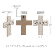 Celebrate Grace John 3:16 Cross Wall Sign 10x7.5x0.75