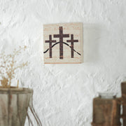 Celebrate Grace 3 Crosses Distressed Antique White Block Sign 6x6x1