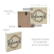 Celebrate Grace Redeemed w/ Crown Of Thorn Block Sign 6x6x1
