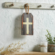 Celebrate Grace Cross w/ Beaded Twine Tag Ornament 9x5x0.75
