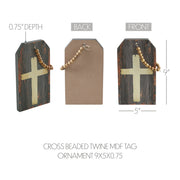 Celebrate Grace Cross w/ Beaded Twine Tag Ornament 9x5x0.75