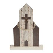 Celebrate Grace Church w/ Cross Star & Jute Twine Coil 18.7x13.75x2.5