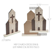 Celebrate Grace Church w/ Cross Star & Jute Twine Coil 18.7x13.75x2.5