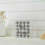 Celebrate Grace Got Jesus Grey Check Block Sign 6x6x1