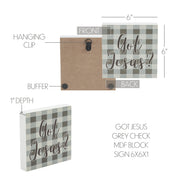 Celebrate Grace Got Jesus Grey Check Block Sign 6x6x1