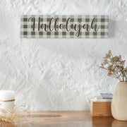 Celebrate Grace Hallelujah Grey Check Wall Sign 4x15x1