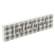 Celebrate Grace Hallelujah Grey Check Wall Sign 4x15x1