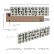 Celebrate Grace Hallelujah Grey Check Wall Sign 4x15x1