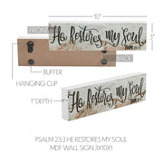 Celebrate Grace Psalm 23:3 He Restores My Soul Wall Sign 3x10x1