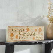 Spring In Bloom Love Grows Here w/ Daisies Wall Sign 5x15x1