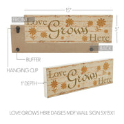 Spring In Bloom Love Grows Here w/ Daisies Wall Sign 5x15x1