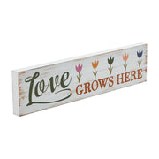 Spring In Bloom Love Grows Here w/ Tulips Wall Sign 3x12x0.75