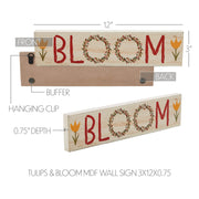 Spring In Bloom Tulips & BLOOM Wall Sign 3x12x0.75
