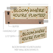 Spring In Bloom Bloom Where You're Planted Wall Sign 5x14x0.75