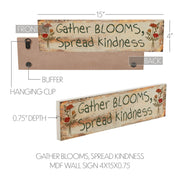 Spring In Bloom Gather Blooms, Spread Kindness Wall Sign 4x15x0.75