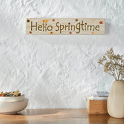 Spring In Bloom Hello Springtime w/ Flowers Wall Sign 3x14x0.75