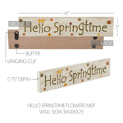 Spring In Bloom Hello Springtime w/ Flowers Wall Sign 3x14x0.75
