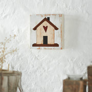 Spring In Bloom Home w/ Red Heart Block Sign 6x6x1