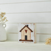 Spring In Bloom Home w/ Red Heart Block Sign 6x6x1