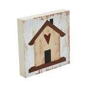 Spring In Bloom Home w/ Red Heart Block Sign 6x6x1