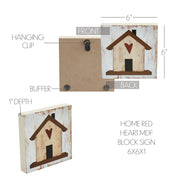 Spring In Bloom Home w/ Red Heart Block Sign 6x6x1