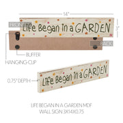 Spring In Bloom Life Began In a Garden Wall Sign 3x14x0.75