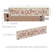 Spring In Bloom Love Blooms Here Wall Sign 3x14x0.75