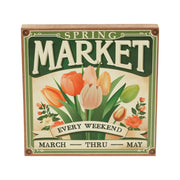Spring In Bloom Spring Market Flowers Sale Block Sign 8x8x1