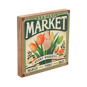 Spring In Bloom Spring Market Flowers Sale Block Sign 8x8x1